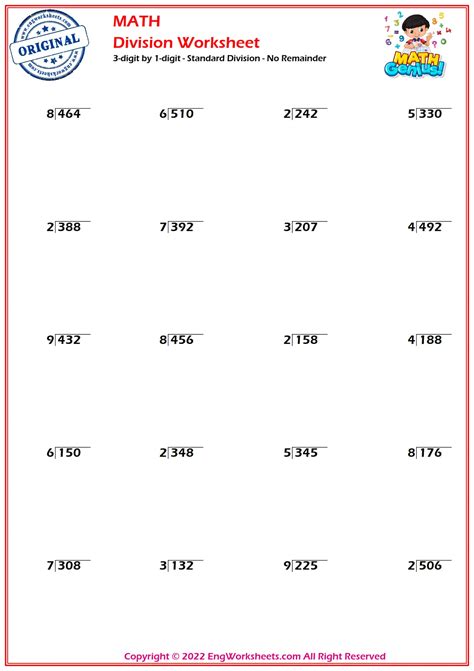 3-digit by 1-digit division worksheets|3 Digit by 1 Digit Division .
